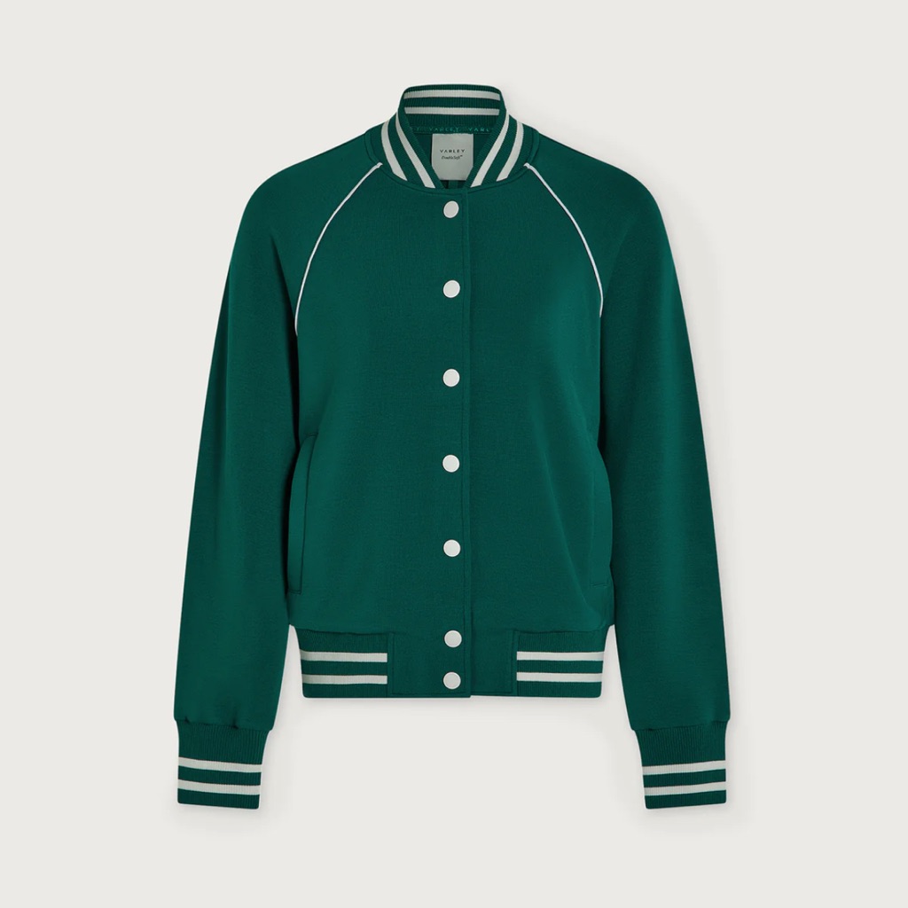 Varley Jepson Club Tennis Jacket Court Club Logo Forest/White Nwt S